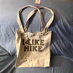 Cream Tote Bag with 'I Like Hike' Print
